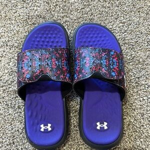 Under Armour Black and Purple Slides